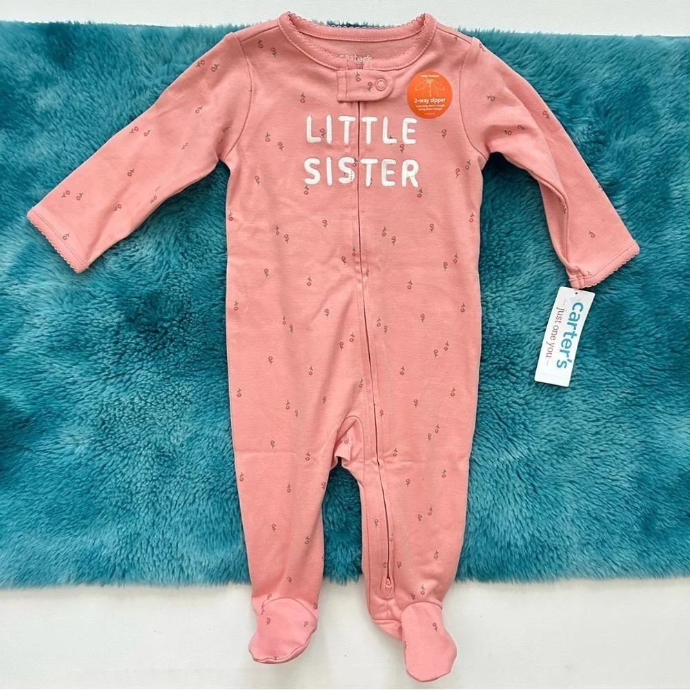 Carter's Pink 'Little Sister' Floral Footie